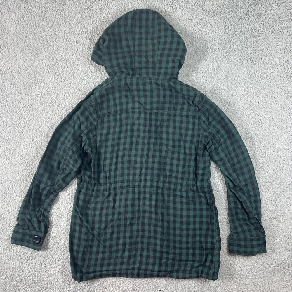 Joyrich Buffalo Check Field Jacket Womens M Green Black Plaid Hooded Utility NWT